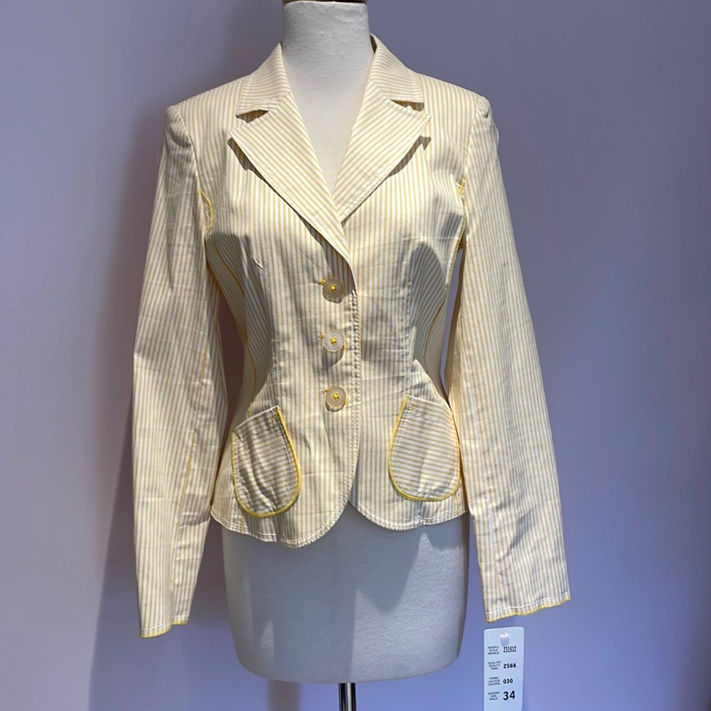 Yellow and white pinstripe blazer